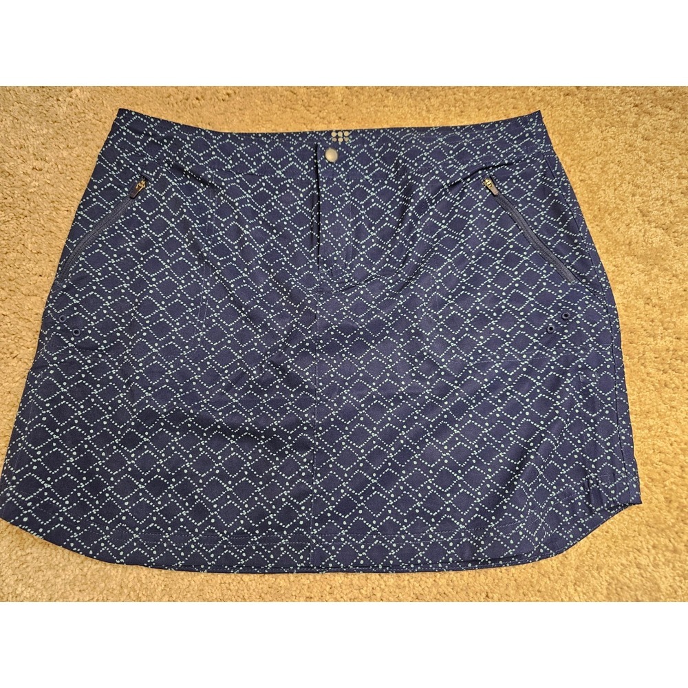 Title Nine Nimblene Skirt Navy Blue Teal Diamond Print Active Skirt Womens 10